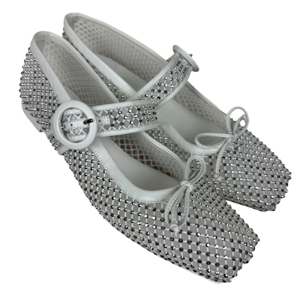 Christian Louboutin Mamastrapitina Mesh Nappa Leather Mary Jane Ballet Flats - Picture 2 of 9